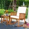Costway 2PCS Acacia Wood Patio Rocking Chair Set Cushioned Coffee Table